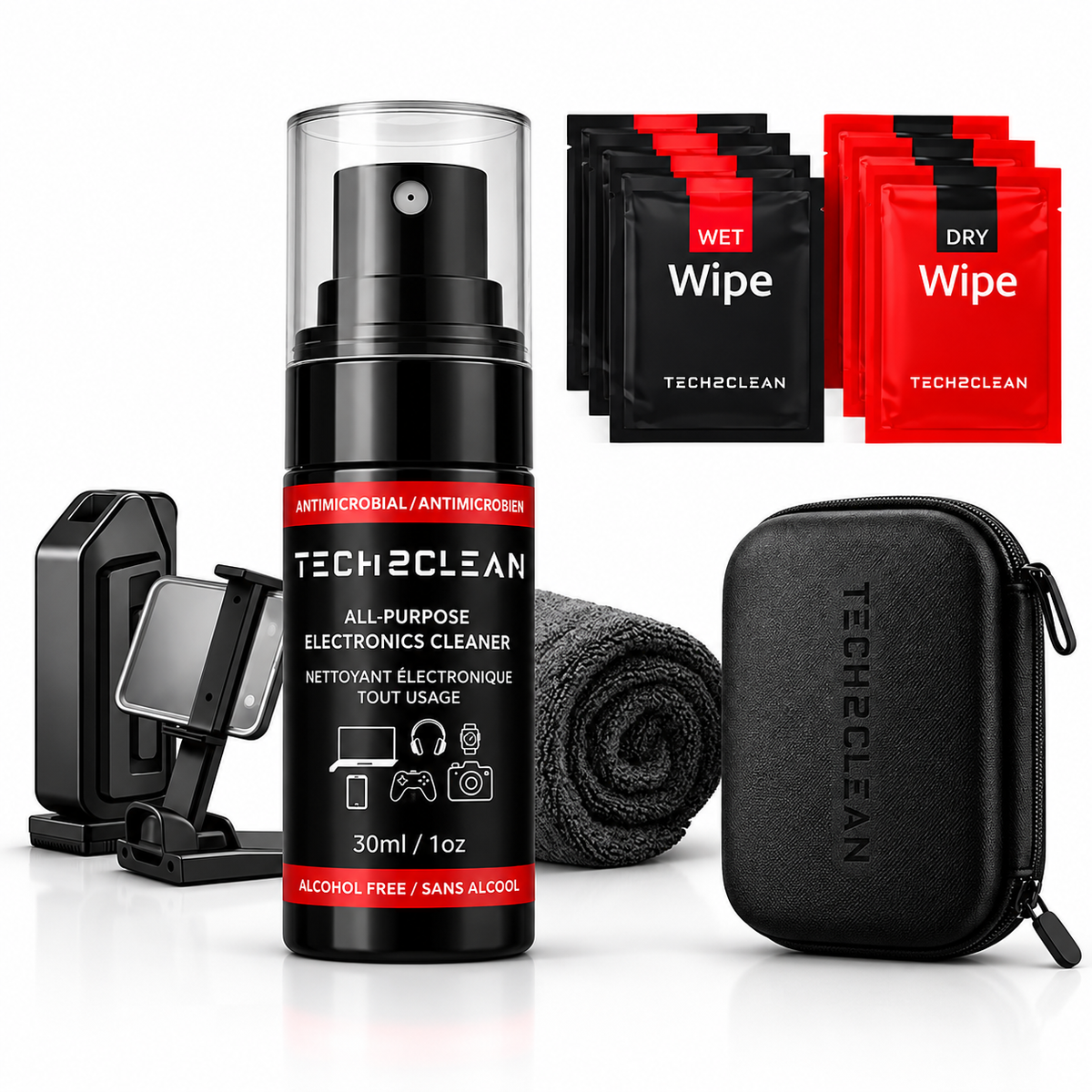 Travel Electronics Cleaning Kit + Phone Mount - TECH2CLEAN