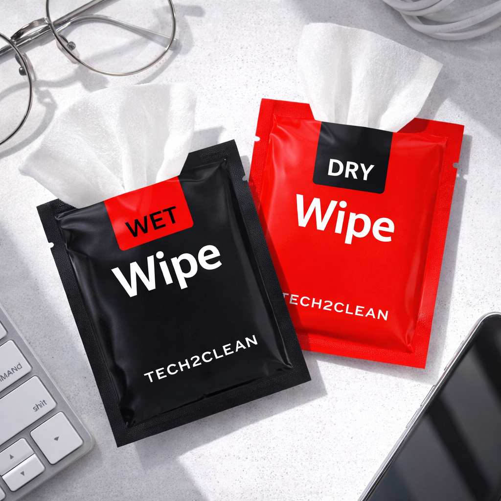 TECH WIPES - CLEANING SYSTEM (12x WET I 12x DRY) 24pk. - TECH2CLEAN